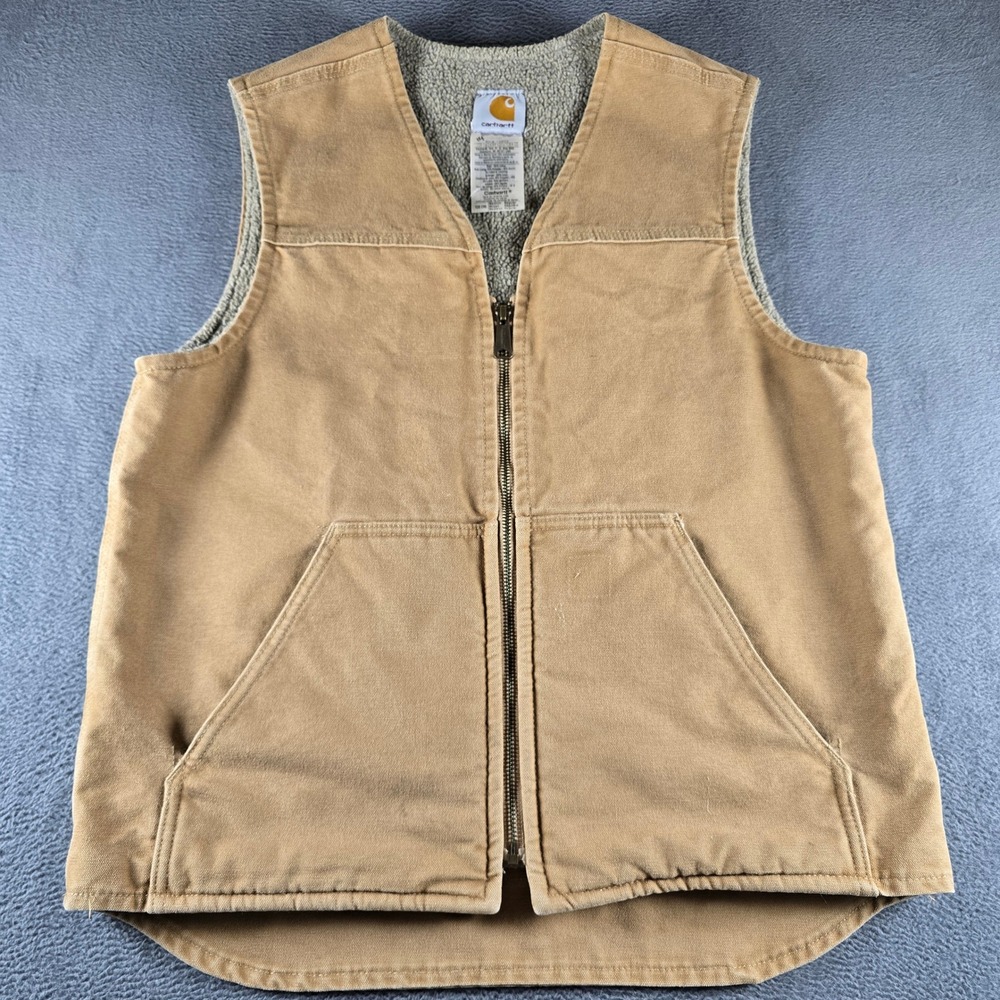 Carhartt V26 CML Sandstone Duck Sherpa Lined Vest Mens Medium Camel Brown